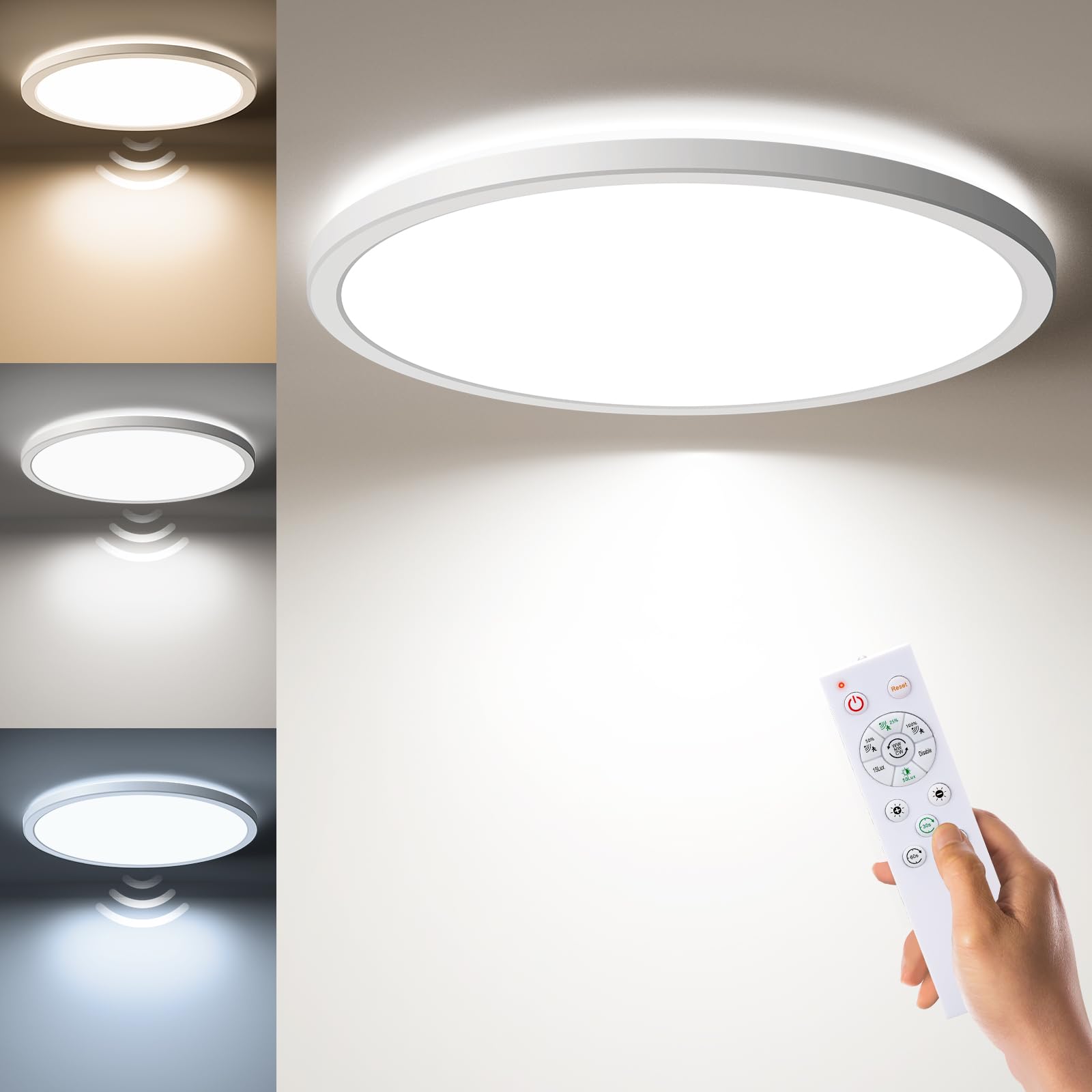 BLNAN LED Deckenlampe mit Bewegungsmelder Radar für Bad Flur Treppe Balkon Garage Keller