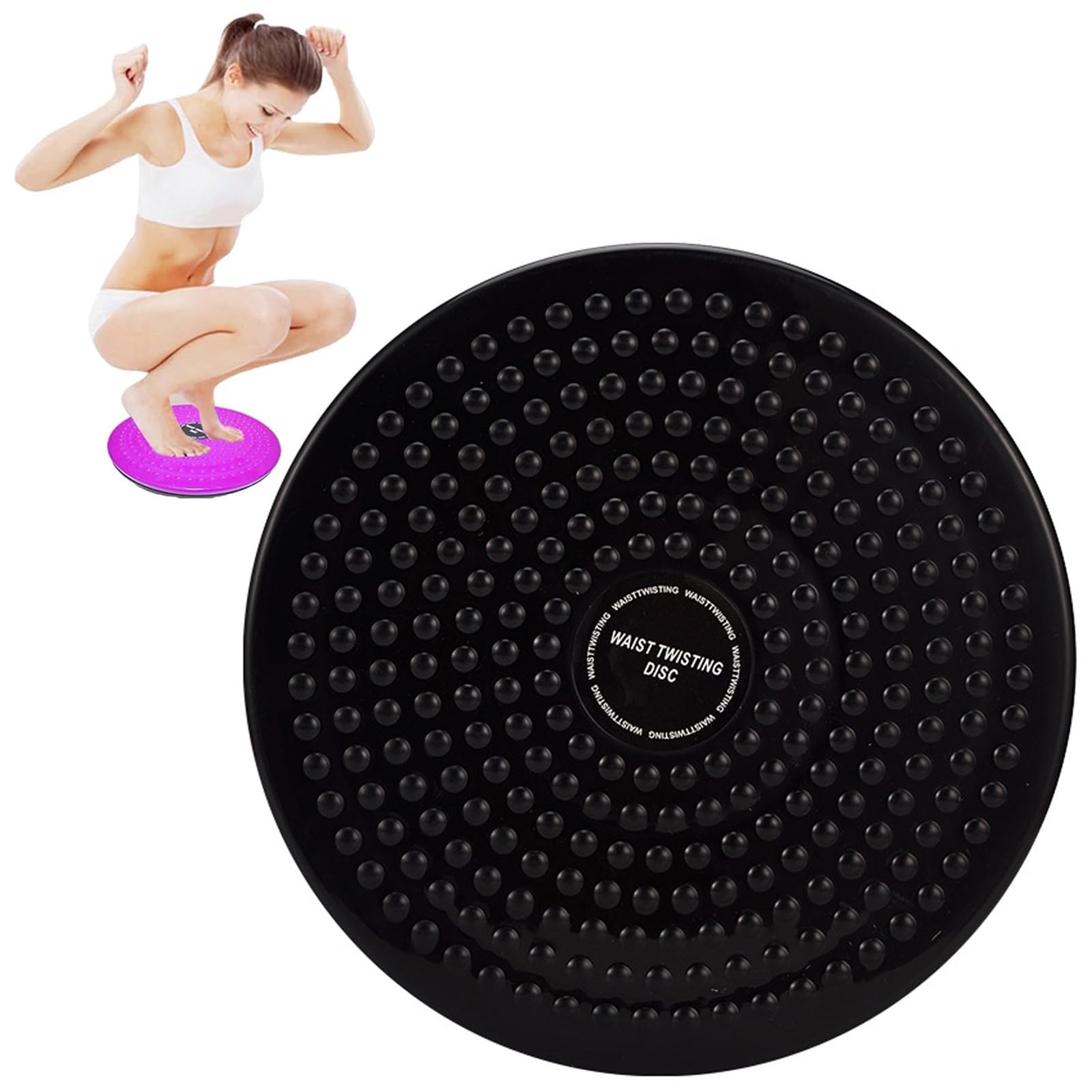 Weyot Waist Twist Machine, Sport Waist Twist Disc, Balance Board with Non-Slip Safety Platform, Aerobic Exercise Disc Exerciser Rotating BoardBlack,One Size