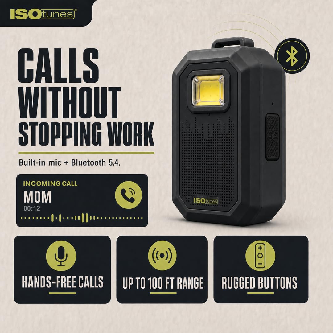 ISOtunes Sidekick Tragbarer Bluetooth-Lautsprecher – Mini-Bluetooth-Lautsprecher, robust, IP67 wasserdicht, staubdicht und sturzgeprüft, kabelloser Bluetooth-Arbeitslautsprecher