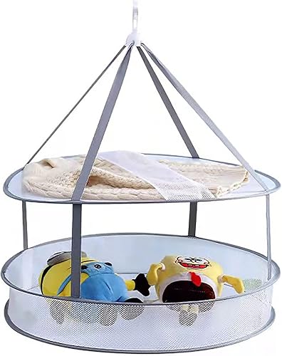 YiTLL Suéter de 2 niveles de tamaño grande para colgar estante de secado plegable colgador de ropa de malla seca plana