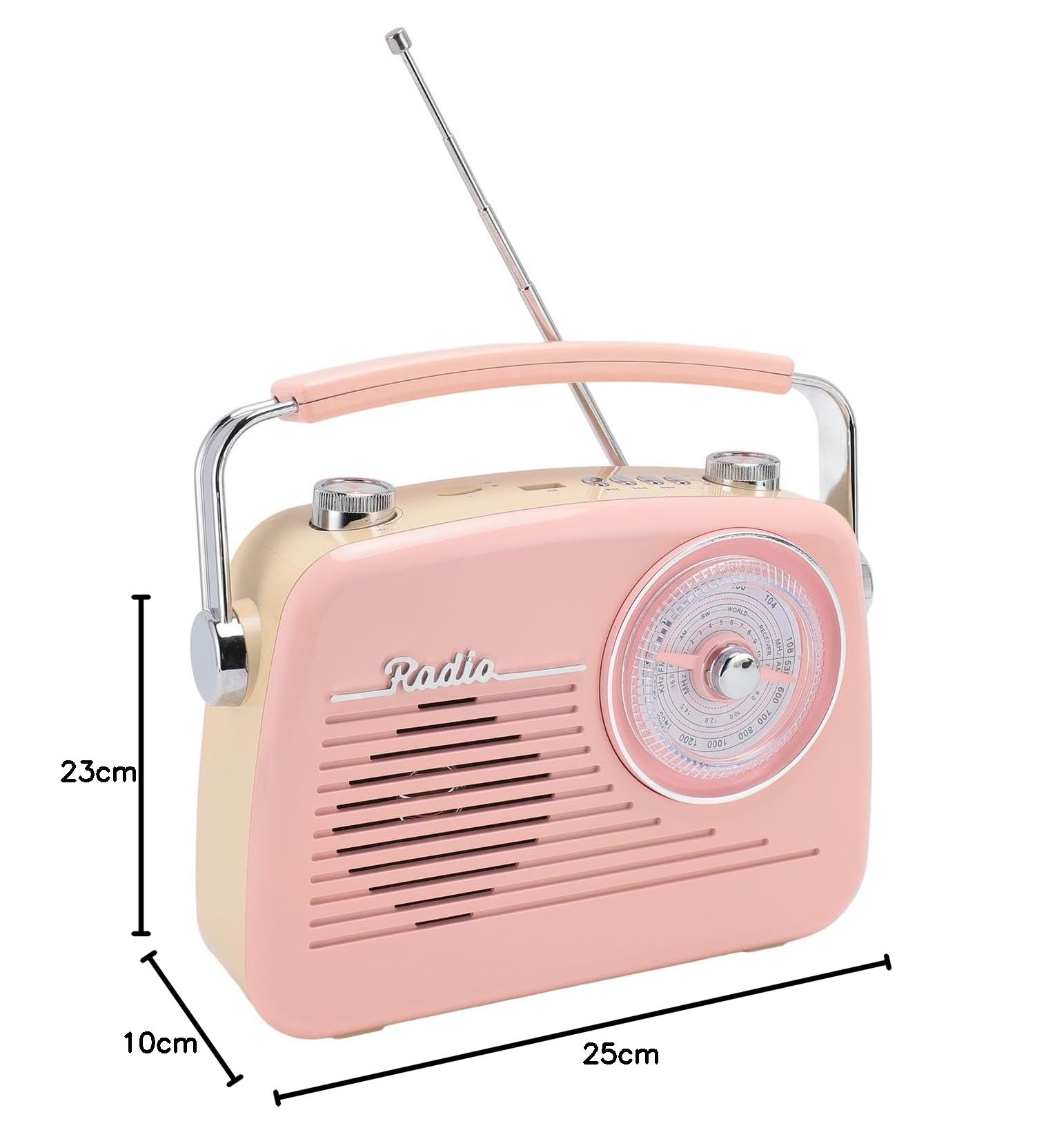Radio Portable Rétro, Radio AM FM avec Bluetooth, Radio à Ondes Courtes, Fonctionnant sur Batterie ou Alimentation Secteur, Radio Rétro avec Grand Haut-Parleur, Antenne (Épingle)