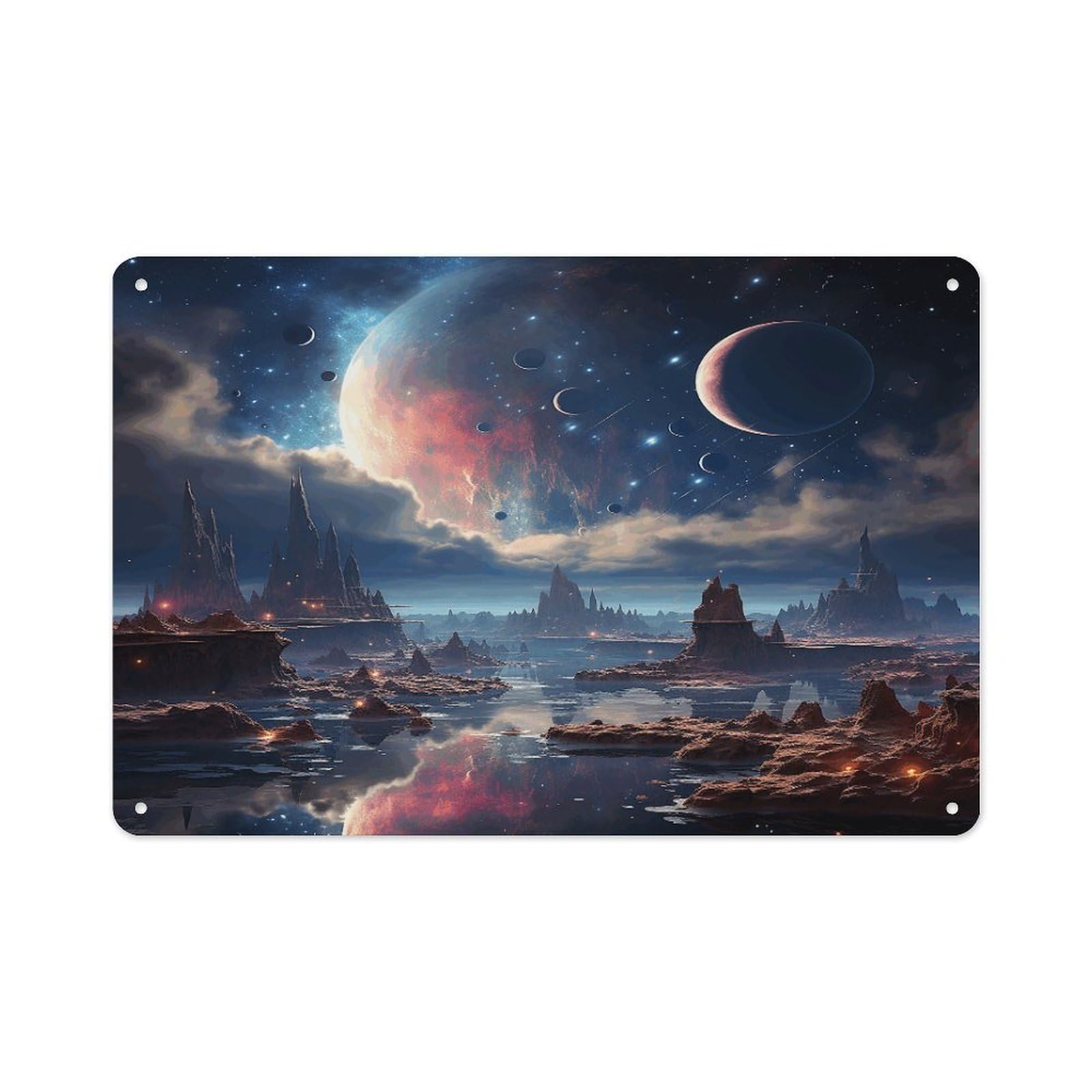 Fekiloot Style Galaxy Wall Decor-Aluminum Painting,Tin Sign For Vintage Decoration,Wall Sign For Bathroom Living Room Kitchen Home Farm Farmhouse 11.8 * 7.9 Inch