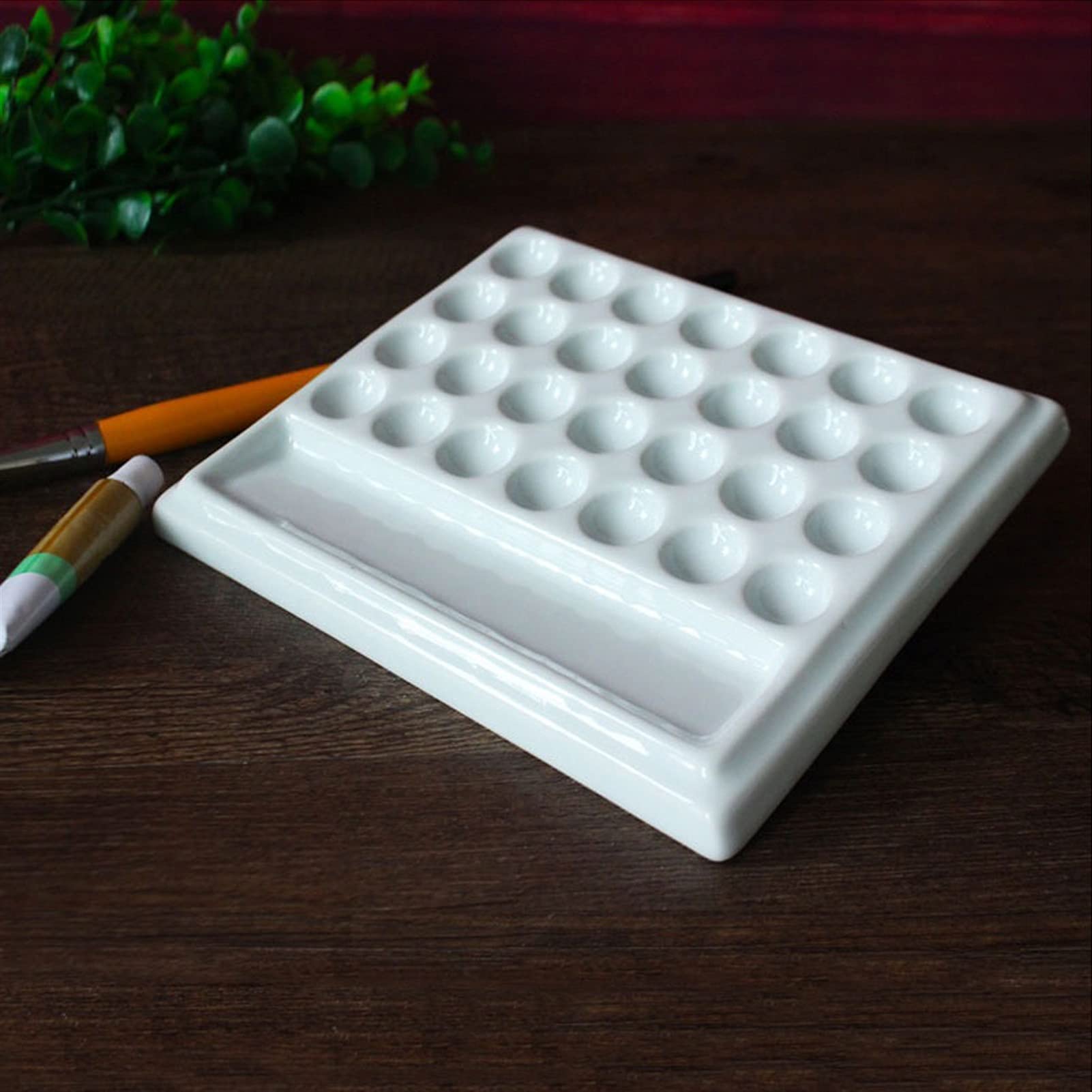 Paleta Artysty Porcelany, 28-otworowa Paleta Farb Akwarelowych, Odpowiednia Do Akwareli, Gwaszu, Malarstwa Olejnego Itp.