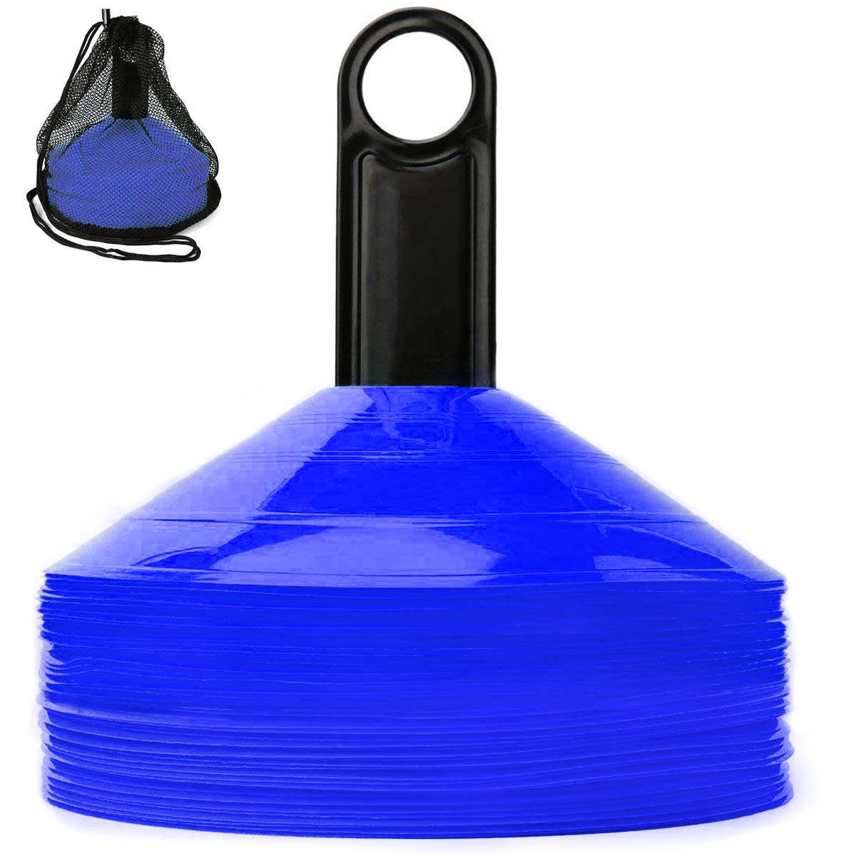 Pro Disc Cones (Set of 50) More Softer & Flexible for Agile Training/Soccer/Football/Kids/Field/Other Games etc. Cone Markers (Blue)