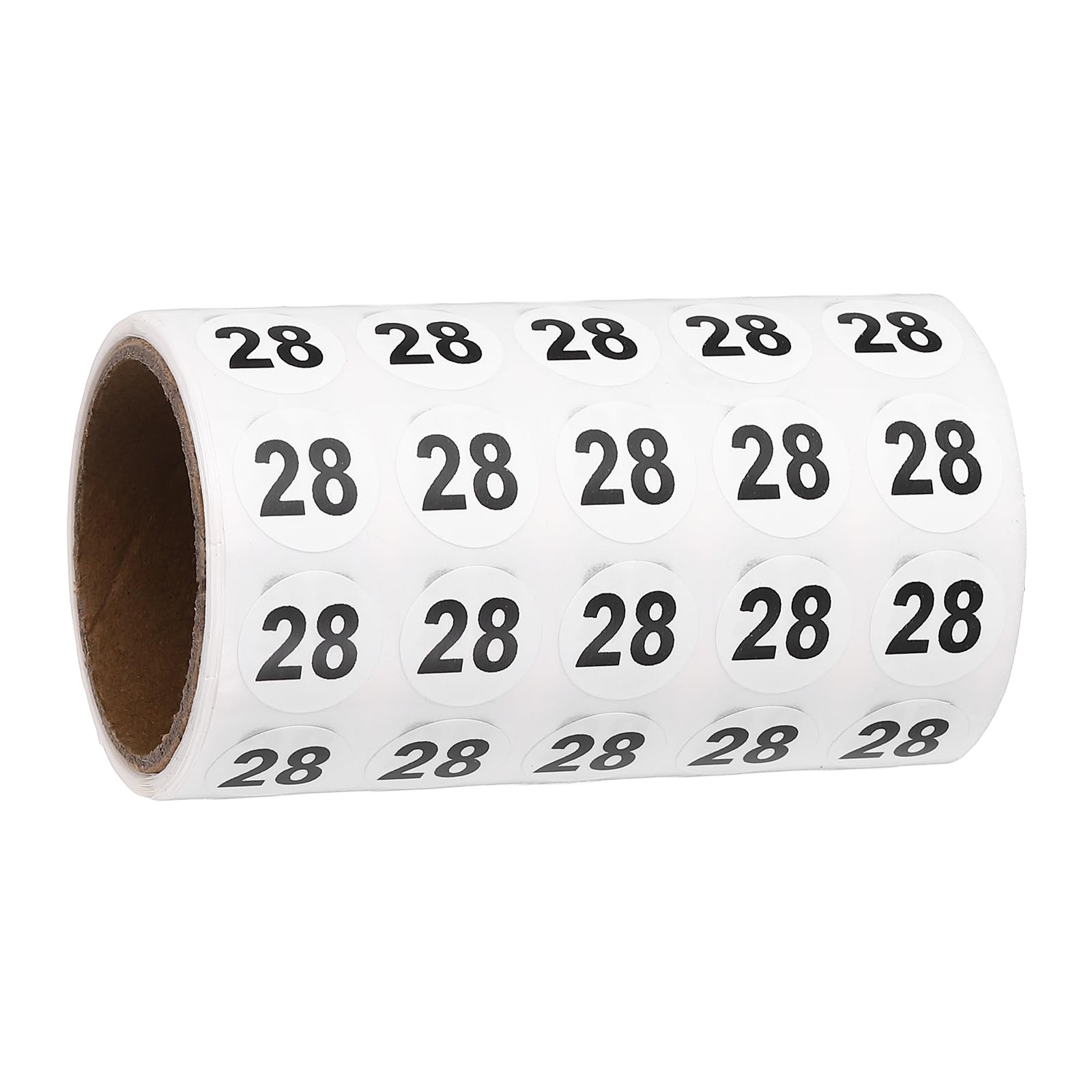 PATIKIL 1000pcs 0.6" Number Stickers, Number 28 Sticker Numbers Labels Round Small Vinyl Self Adhesive Label Circle Decals 1 Roll Dots for Photo Album Poster Organize Inventory, Black