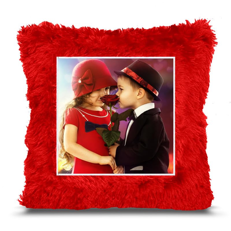 Fur Personalized Gift Photo Cushion for Boyfriend Girlfriend Husband Wife on Occasions Valentine's Day Birthday Anniversary Special Love Gift Square 15x17 inch, Red (PC2)-image-40