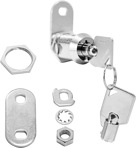 Miniatura 8 de Kingsley - Paquete de 5 candados tubulares de leva con acabado de cilindro cromado de 1-18 pulgadas, con llave similar, reemplazo de cerradura de