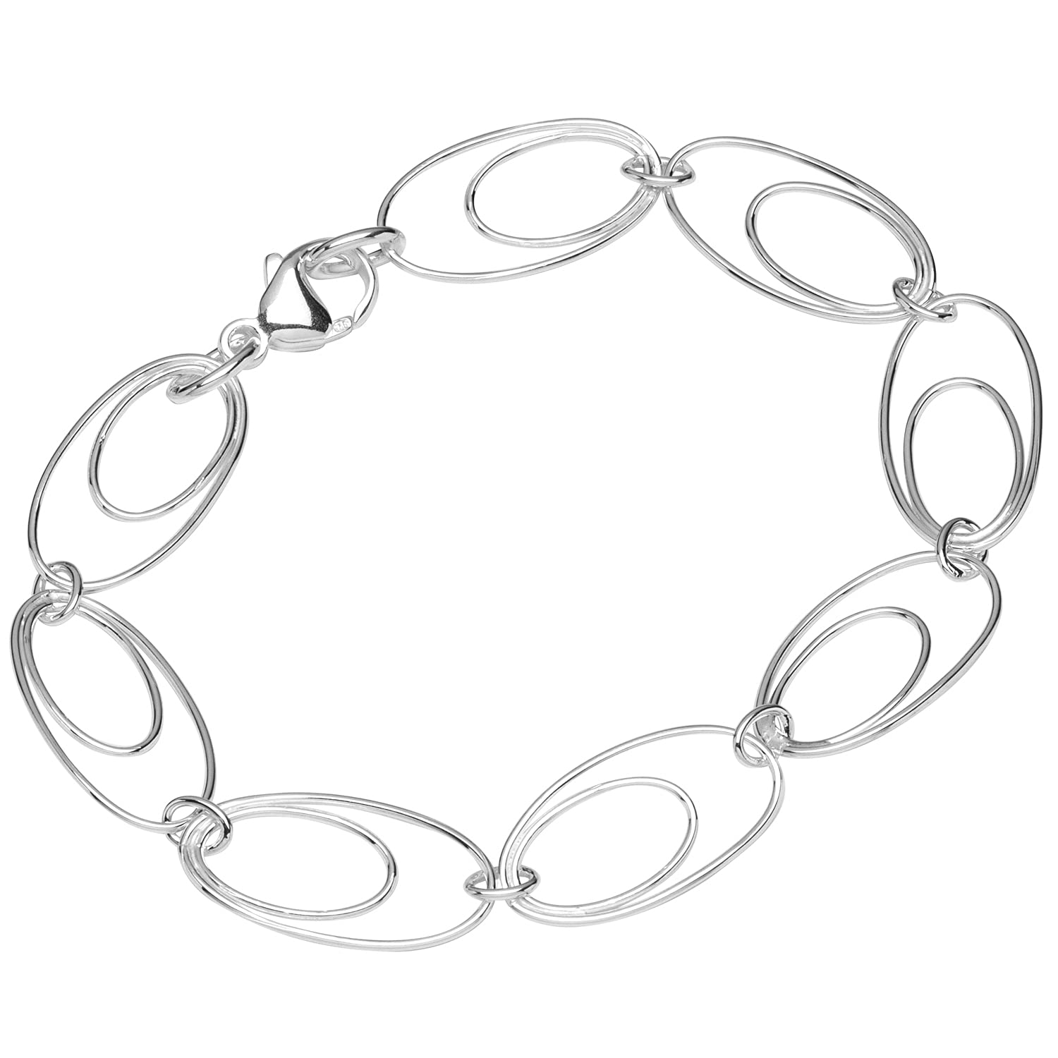 NKlaus bracciale 925 argento sterling 20cm Luna catena signore doppia ancora bracciale rotondo 12849