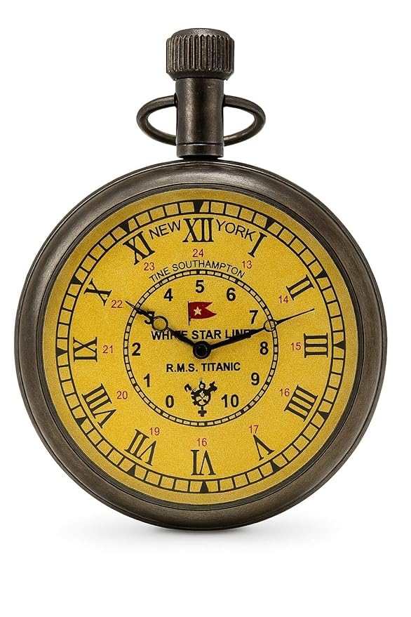 NN Nautical ldr RMS Titanic Pocket Watch with Chain for Gift Item– Vintage Brass Item Collectible with Roman Numerals & Antique Finish,Collective Item,Antique Pocket Watch