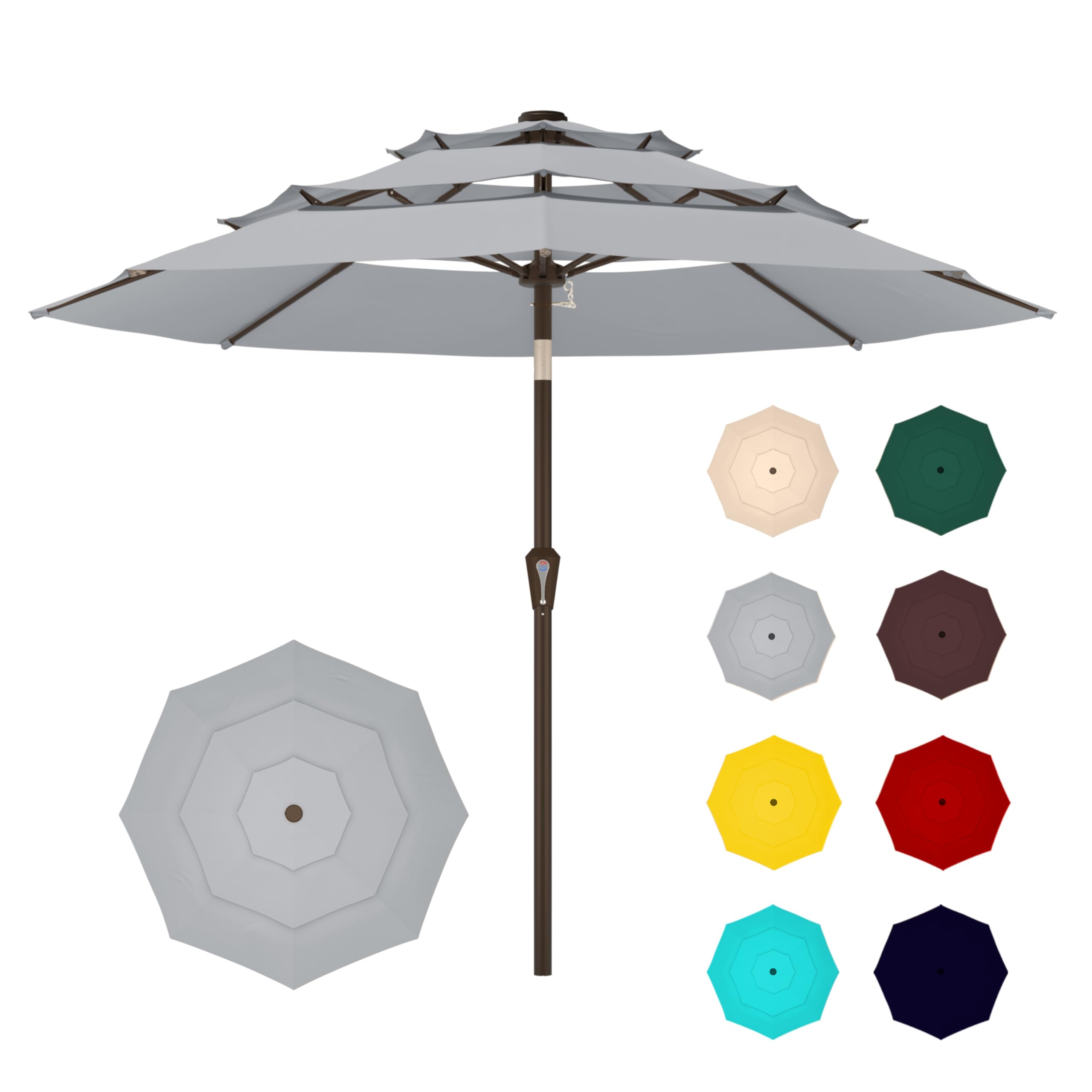 Ayge 9 FT Patio Umbrella Outdoor Garden Umbrella Fiberglass light grey