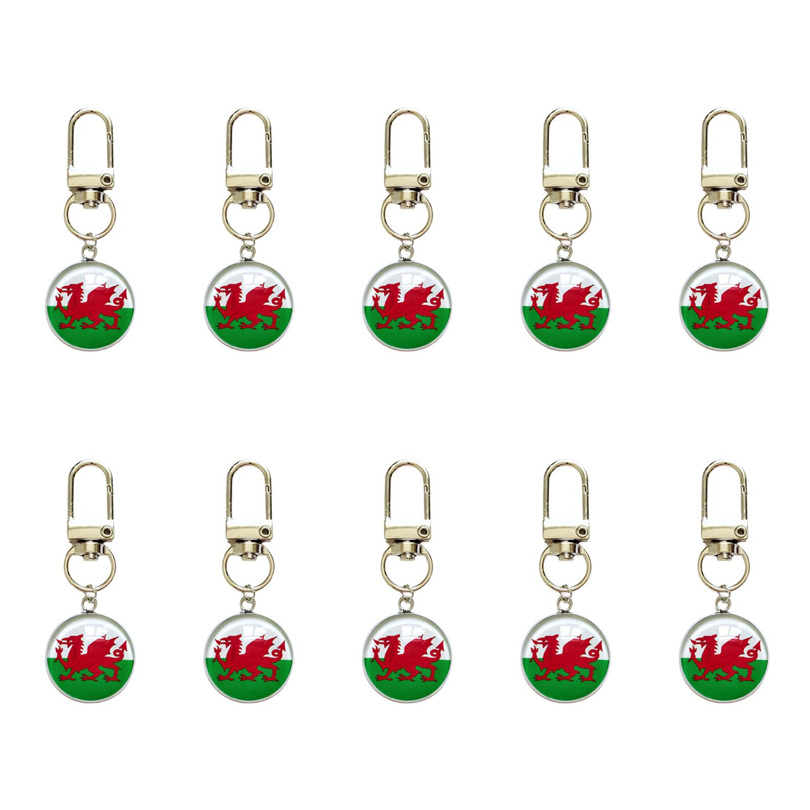 Sbshiouu 10 Piece Soccer Event Theme Keychains Strong Alloy Hook and Glass Organiser Pendant Ornament Tournament Reminder