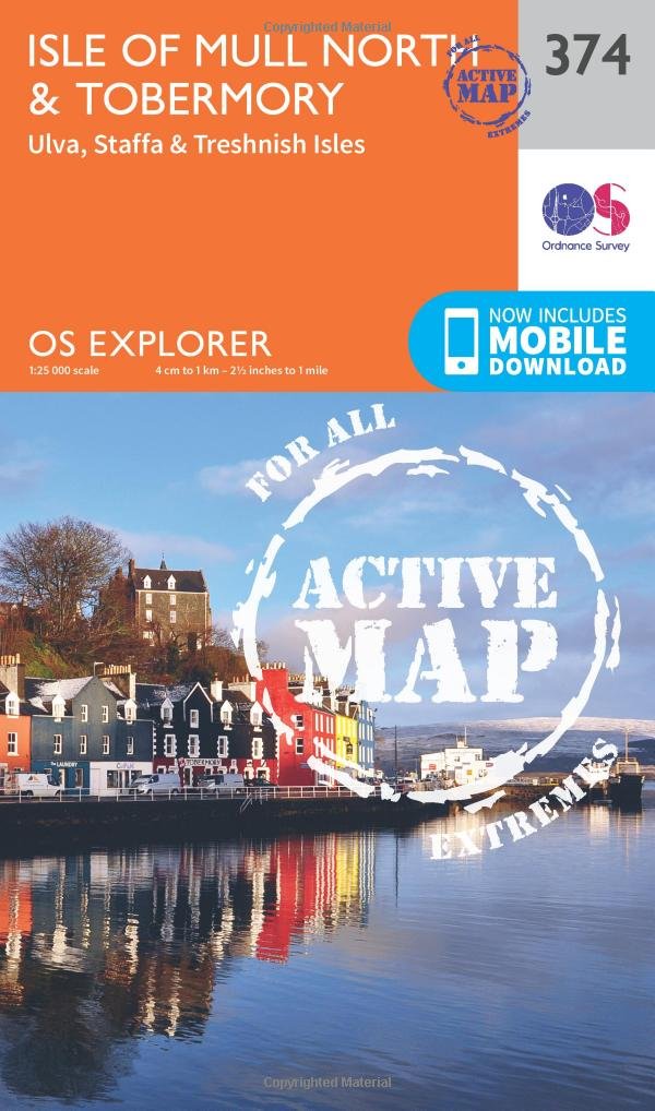 Isle of Mull North & Tobermory Map | Weatherproof | Ulva, Staffa & Treshnish Isles | Ordnance Survey | OS Explorer Active Map 374 | Scotland | Walks | Hiking | Maps | Adventure