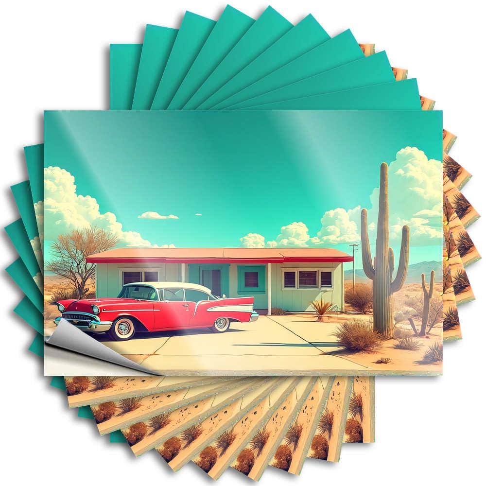 Quote Vintage, Western Case Vintage Car Parked in Front of Desert House | Restroom Accessories(12X18CM)