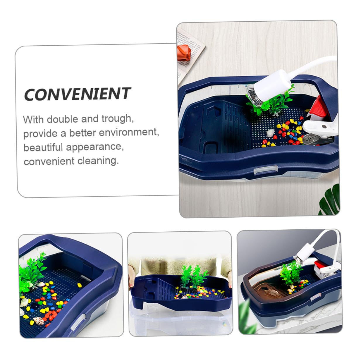 NUOBESTY Tanque Fácil Plástico para Tortugas de Tomar Plataforma el Doble Función Agua y Zona Seca, Resistente de Limpiar, Adecuado Sol para Hábitat