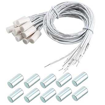 uxcell N.C. Recessed Wired Window Door Contact Sensor Alarm Magnetic Reed Switch White HC34A 10pcs