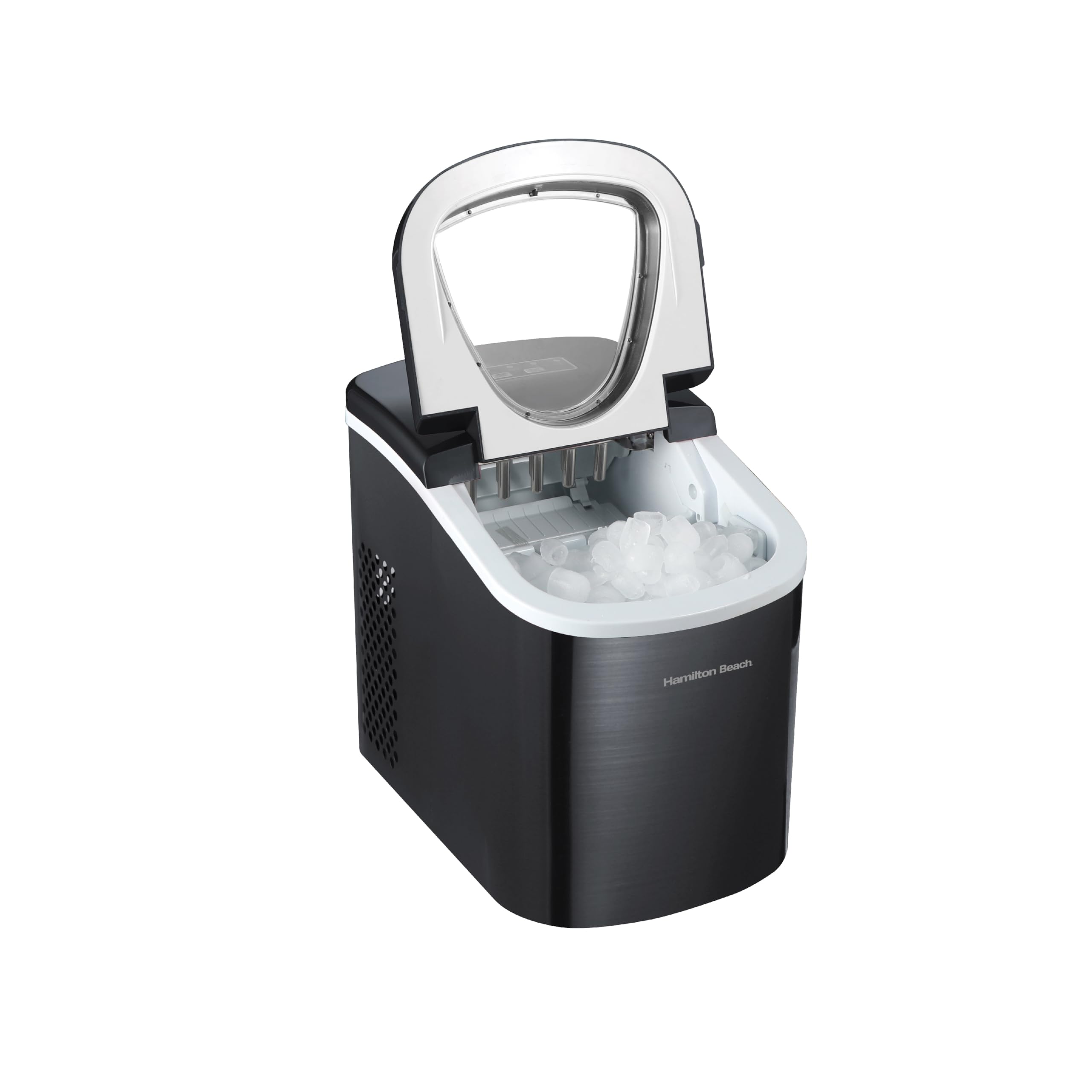 Hamilton Beach Compact Countertop Ice Maker, 26lbs of Ice per Day, Black Stainless on Fridge.com