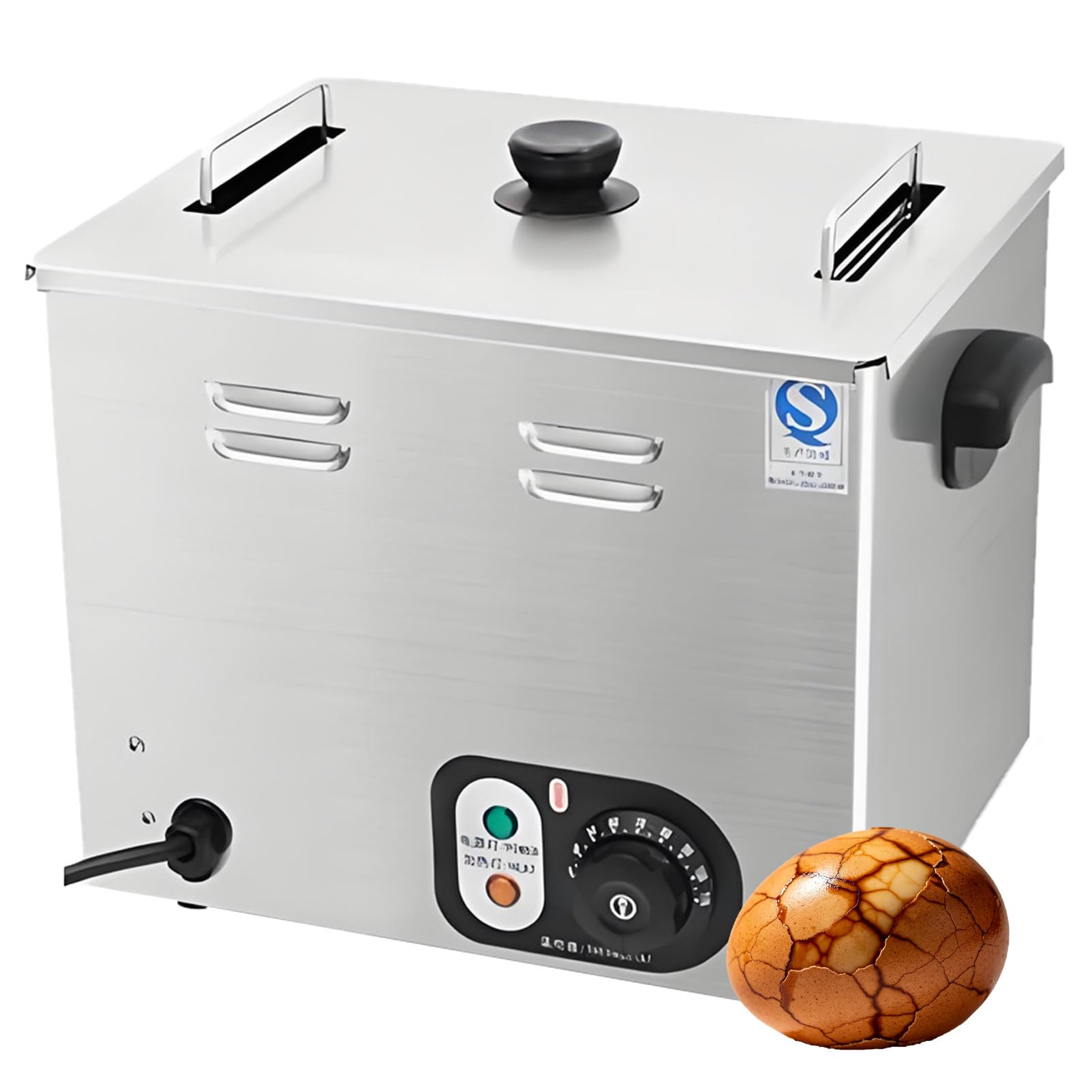 XNZJHPP 2600W Commercial Egg Cooker - Large Capacity Electric Steamer for Restaurants, Fast Heating Stainless Steel Boiler for Perfect Hot Spring Eggs, Soft-Boiled (Standard Withgrid)