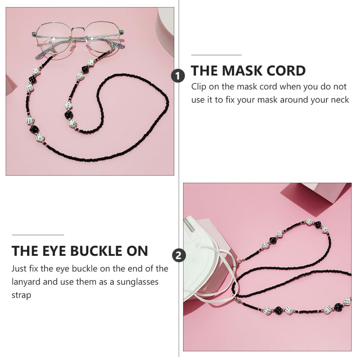 Holibanna Cadena De Gafas Diseño De Dados Correa Para Facial Accesorio De Moda Para Hombres y Mujeres Cadena Reutilizable y Cómoda Para Llevar Gafas y Mano