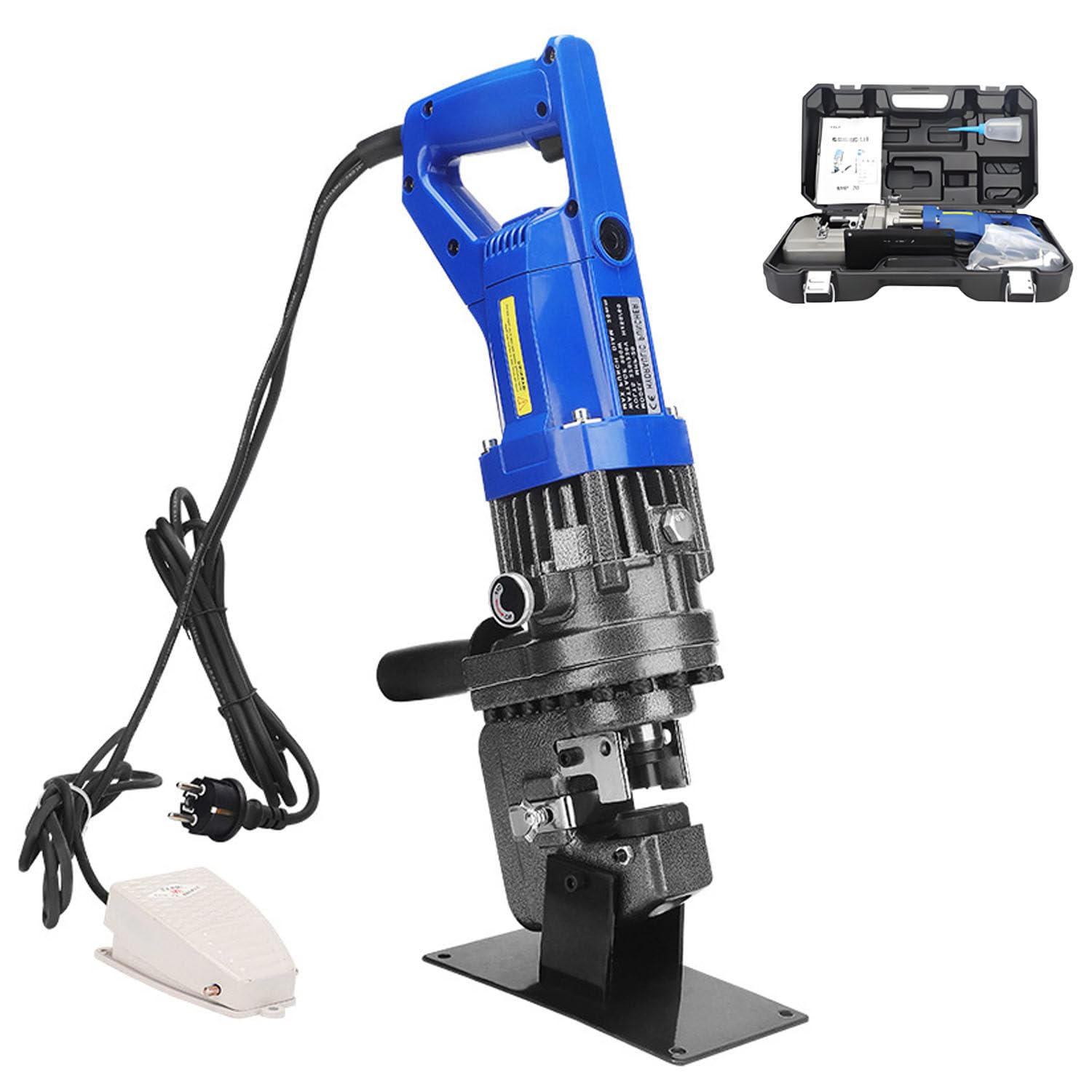 DUMIPME 1800W Hydraulic Metal Punch Machine, Portable Electric Hole Puncher, Equipped with 5 Punch Dies & Foot Pedal, 2-3 Seconds Quick Punch for Angle Iron, Steel, Copper, Aluminum MHP-20