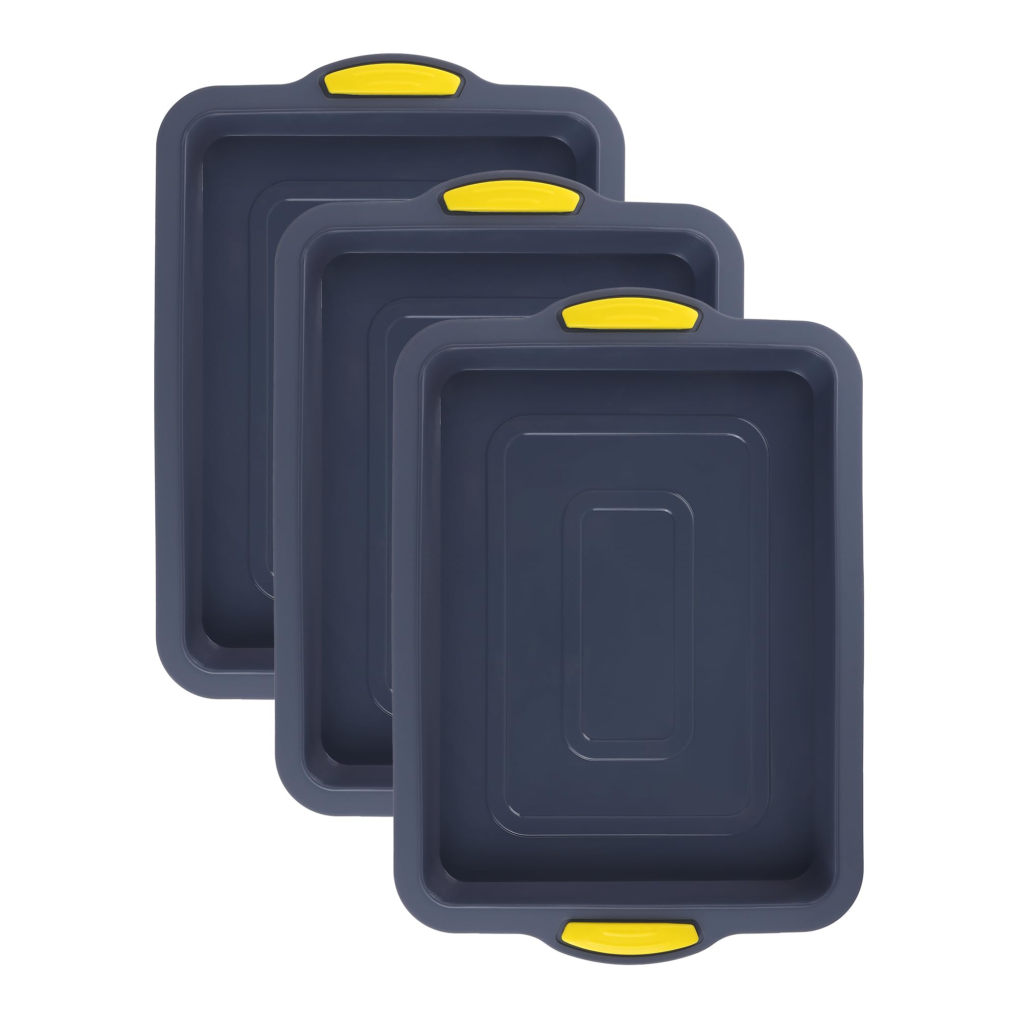3 paquetes de moldes antiadherentes de silicona para hornear, fáciles de liberar, resistentes al calor, para hornear pasteles, tartas de queso, 13.4 x 13.4 x 1 pulgadas, color amarillo