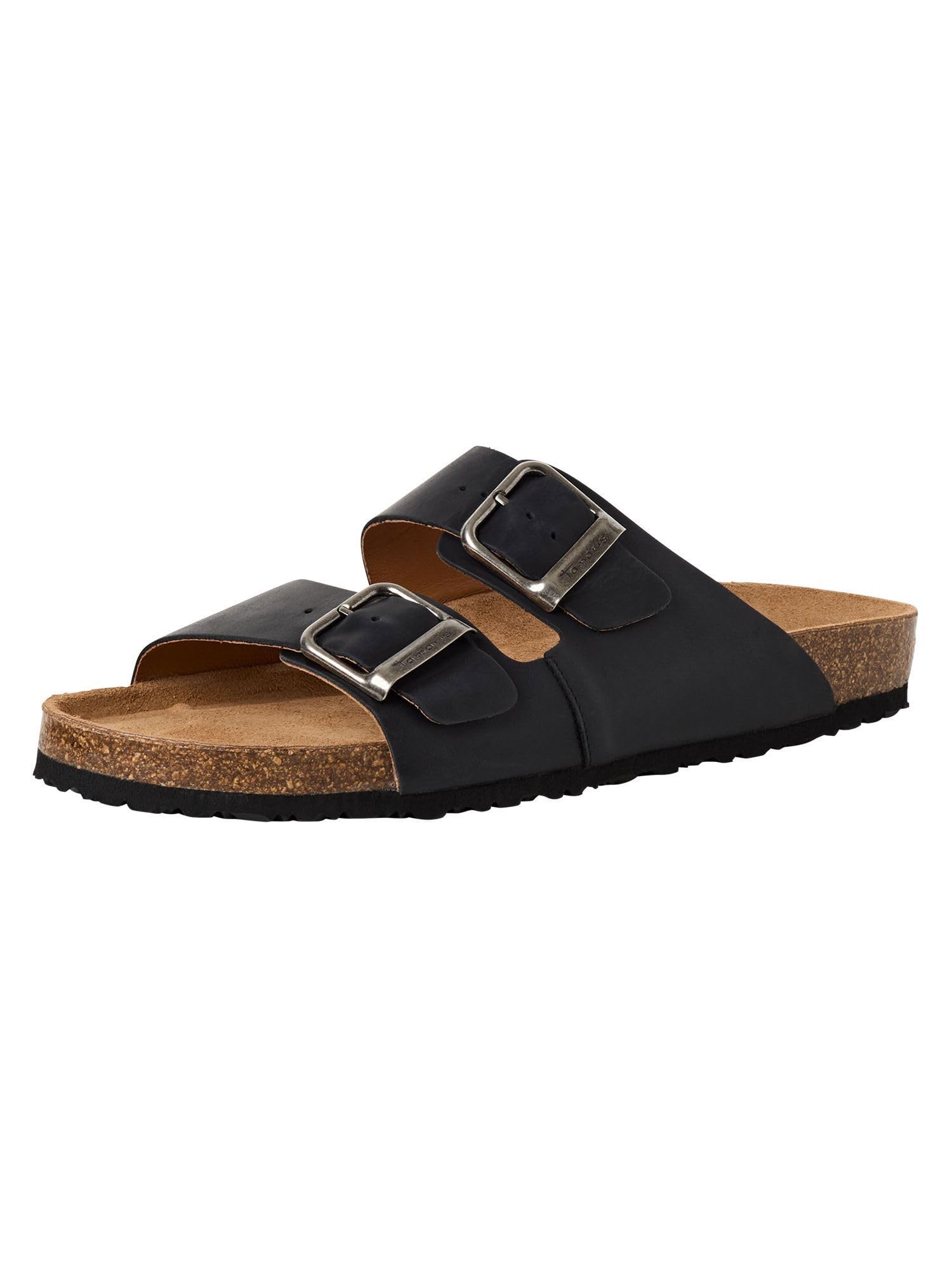 Tamaris Men's footbed slide leather flat black 8 UK