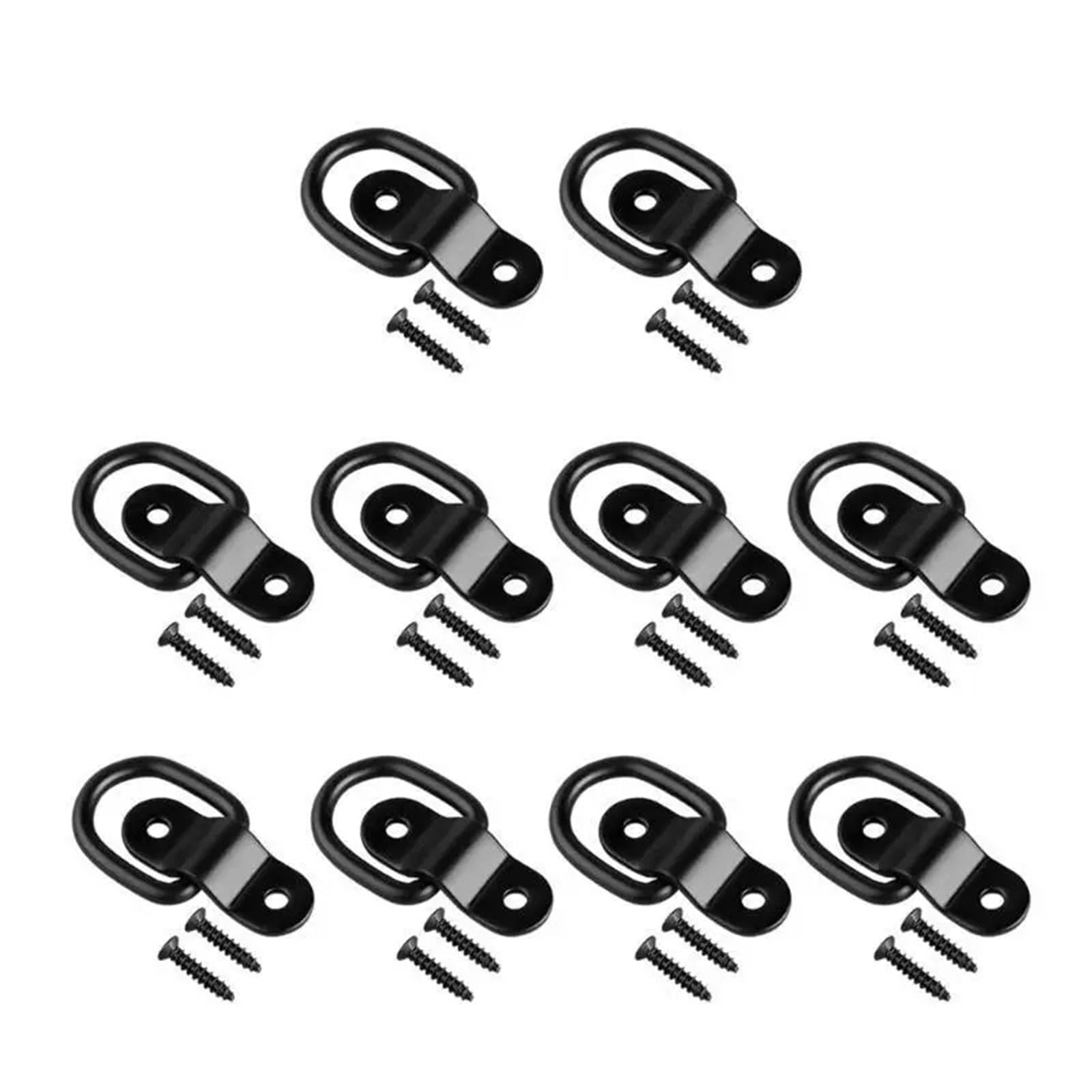 Lot de 20 anneaux d'arrimage en D pour remorque, camion, remorque, camion, remorque, bateau, remorque (noir)