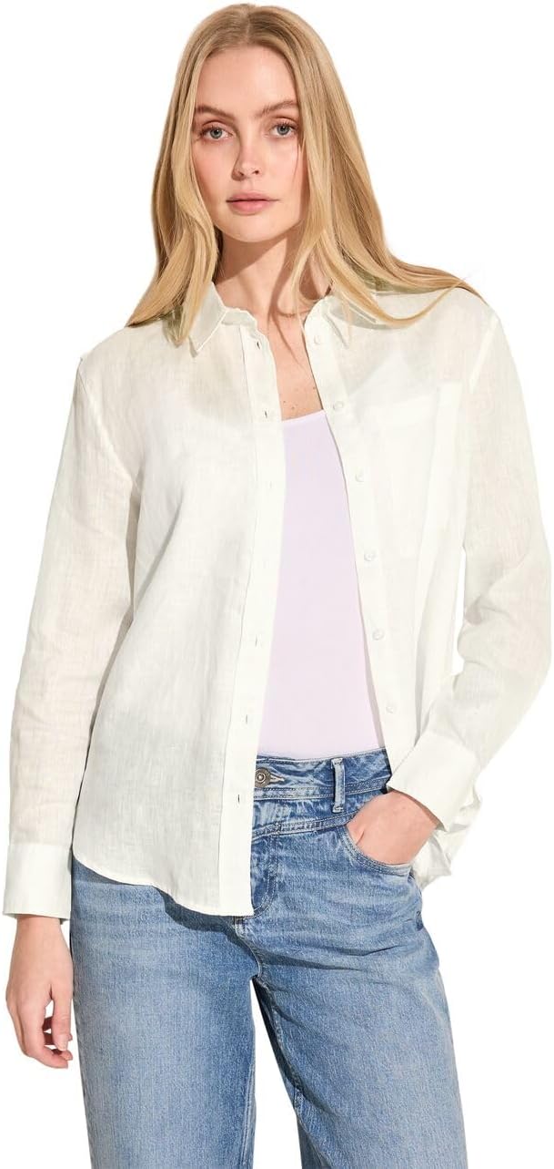 Street One Damen Leinenbluse Ärmellos - Streifen Mit Rüschen | Sommer Bluse Mit Stehkragen