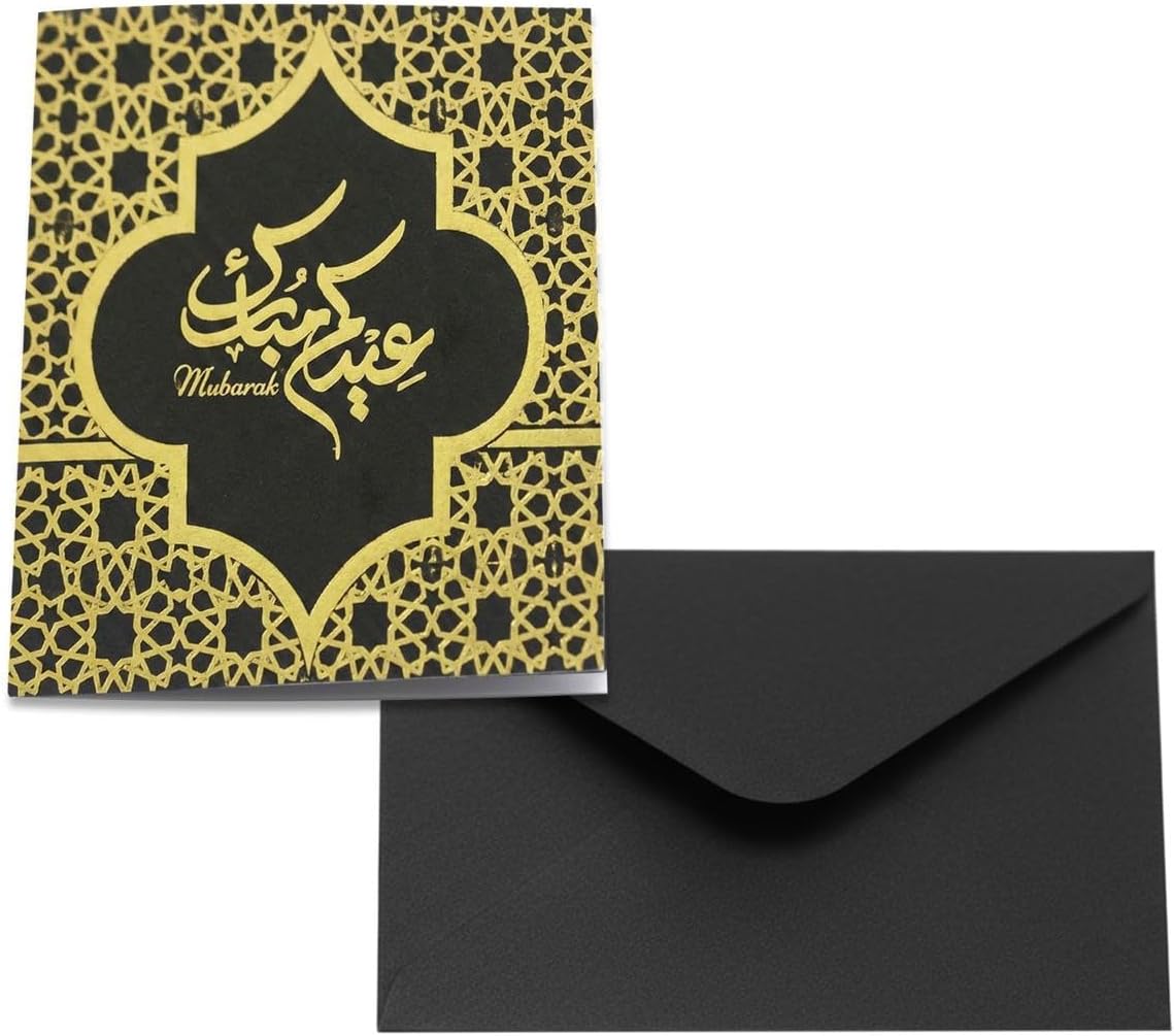 Eid Mubarak Gift Card with Envelope, Islamic Greeting Cards, Pack of 6