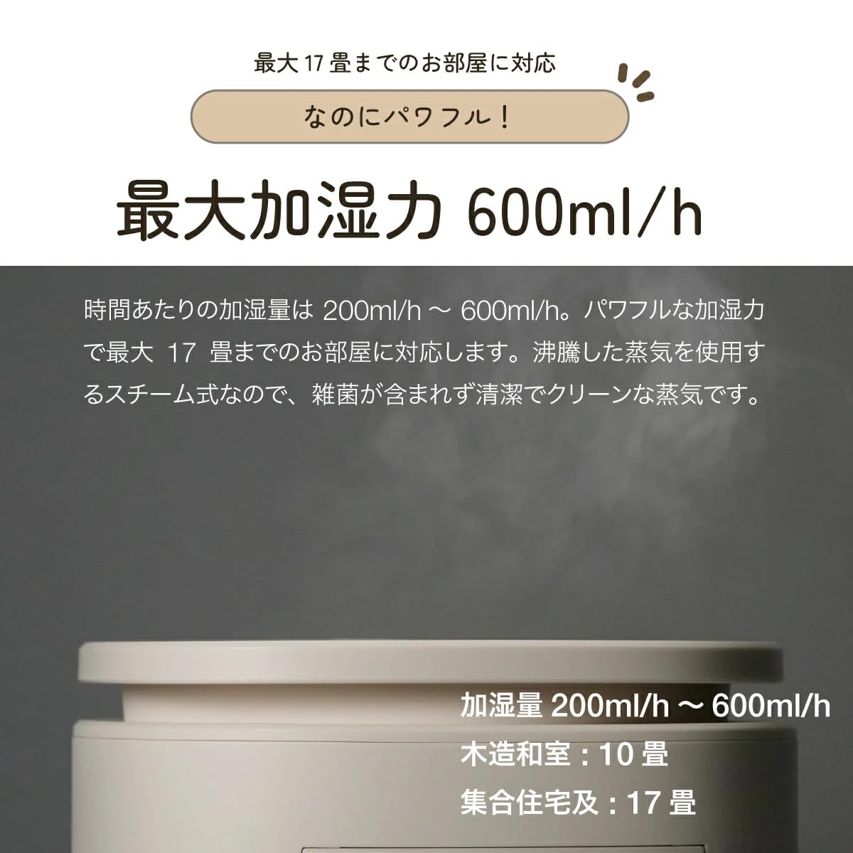 Amazon.co.jp: ROSY LILY (ロジーリリー) スチーム式加湿器 ホワイト