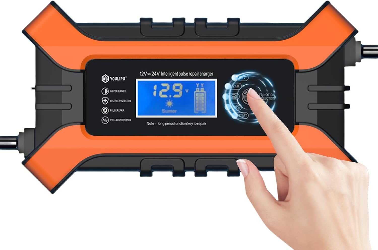 Generic Smart Pulse Battery Charger, 12V10A, LCD Display, Automatic Shutdown, Winter/Summer Mode, for Cars, Motorcycles, Minivans (12V10A)