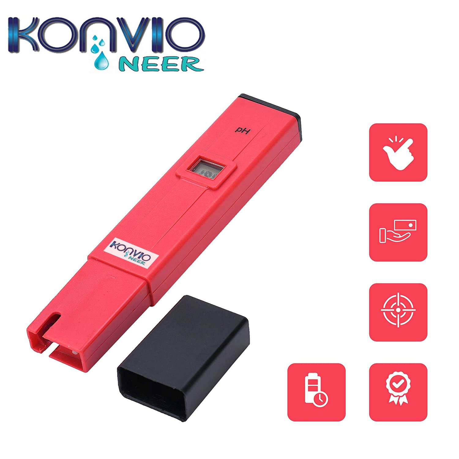 Konvio Neer Manual Calibration pH Meter for water testing, with 0-14 pH scale for Drinking Water, Hydroponics, Aquariums and Swimming Pools, with Buffer Powder and Screw driver | Color May Vary - Image 6 thumbnail