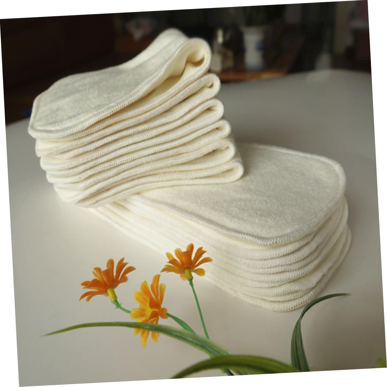 Abaodam 6stücke Stoffwindelunterlagen Für Bambuskohle Waschbar Und Wiederverwendbar Beige Pro Packung