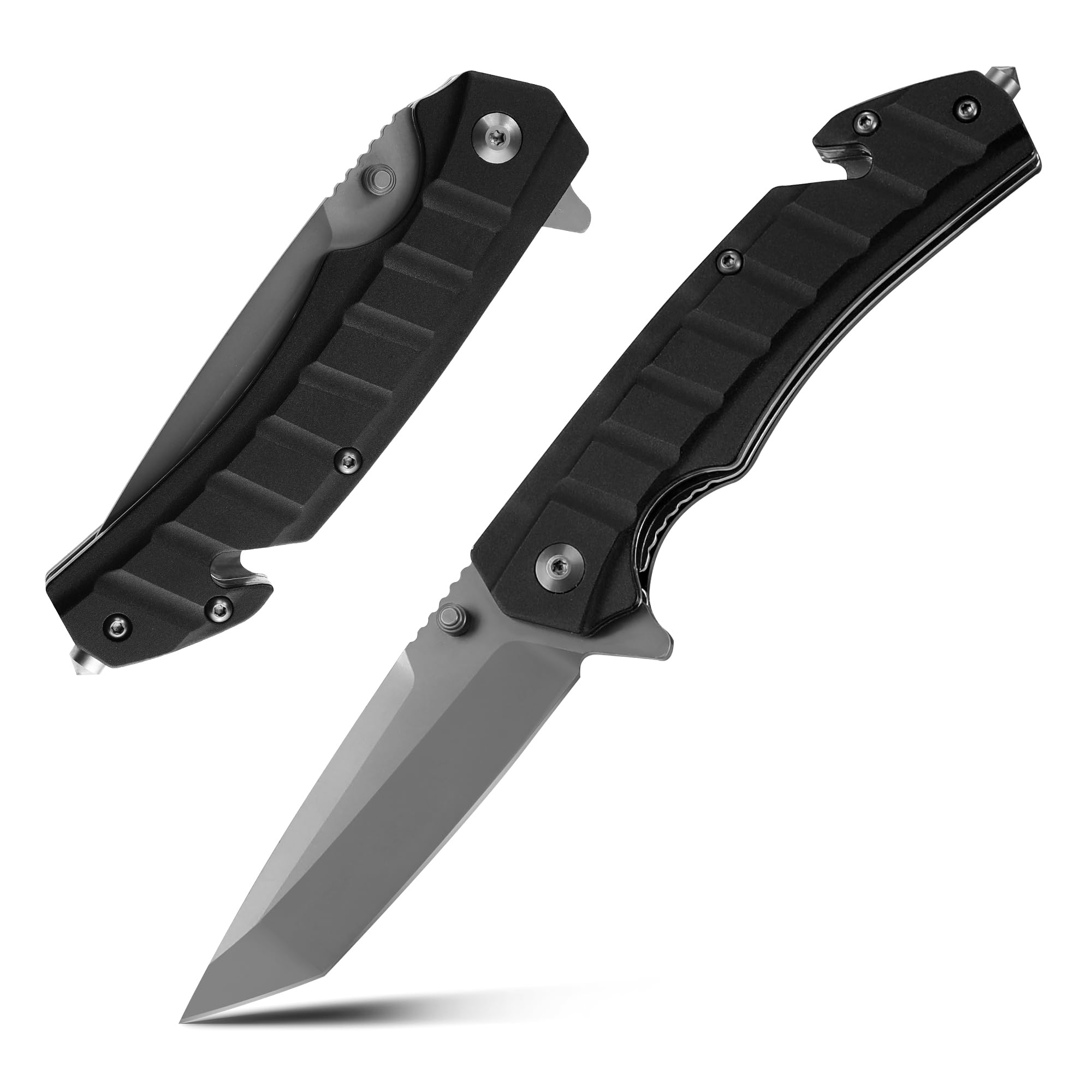 Swiss+Tech Klappmesser Einhandmesser, Taschenmesser, mit Taschenclip, Glasbrecher und Sicherheitsgurtschneider, Geeignet für Jagd, Camping