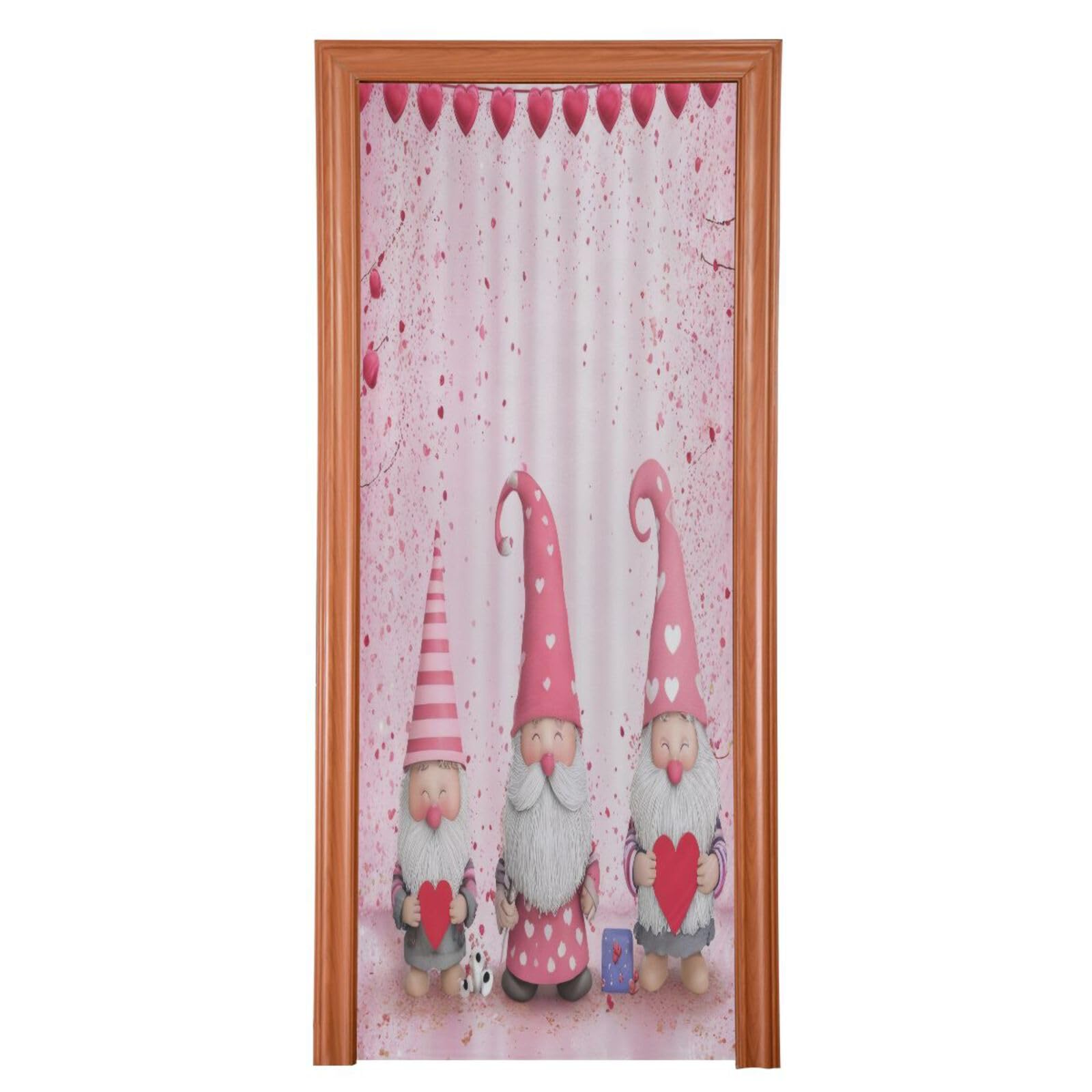 FLildon Gnomes Love Hearts Valentine's Day Door Cover Decoration, Party Accessory Porch Decor for Festive Ornament Room Door Covers 32 x 79 Inch