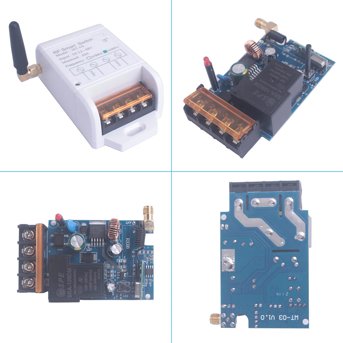 Interruttore di controllo remoto 12V 24V 36V 48V interruttore wireless da 12V a 48V per pompa dell'acqua, porta del garage sistemi di sicurezza, luci, ricevitore del trasmettitore (2* controllo