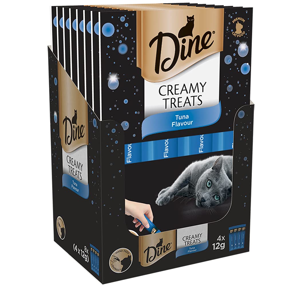 DINE Creamy Treats Cat Treats, Tuna Flavour, 32 x 12g Sachets (32 Sachets)