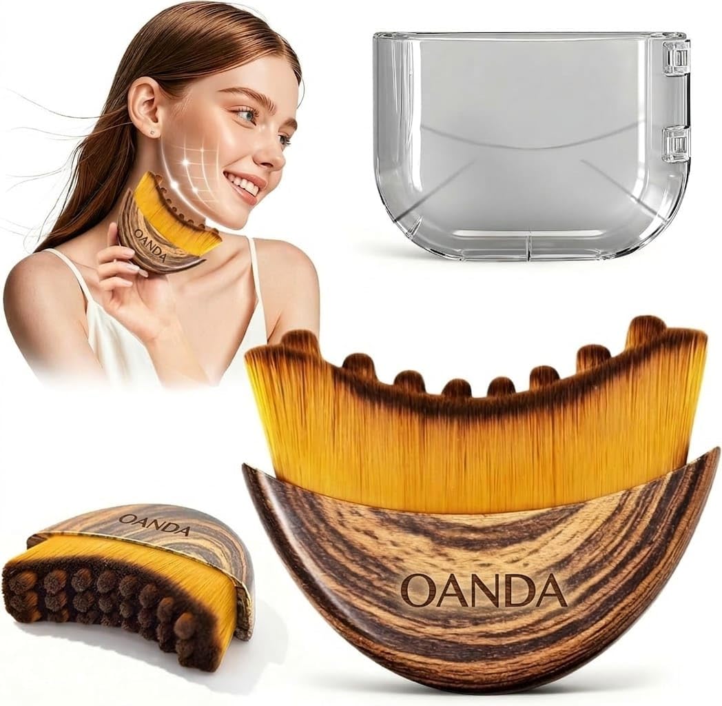 Lymphatic Contour Face Brush for Sculpting & Drainage – Facial Massager for Jawline, Chin & Neck – Reduces Puffiness, Promotes Detox & Lift – Soft Bristles, Improves Skin Glow, Includes Travel Case (Brown)-picture-21