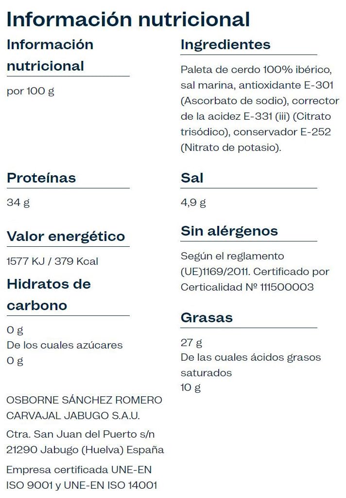 Cinco Jotas Paleta de Bellota 100% Ibérico 6 Kgs