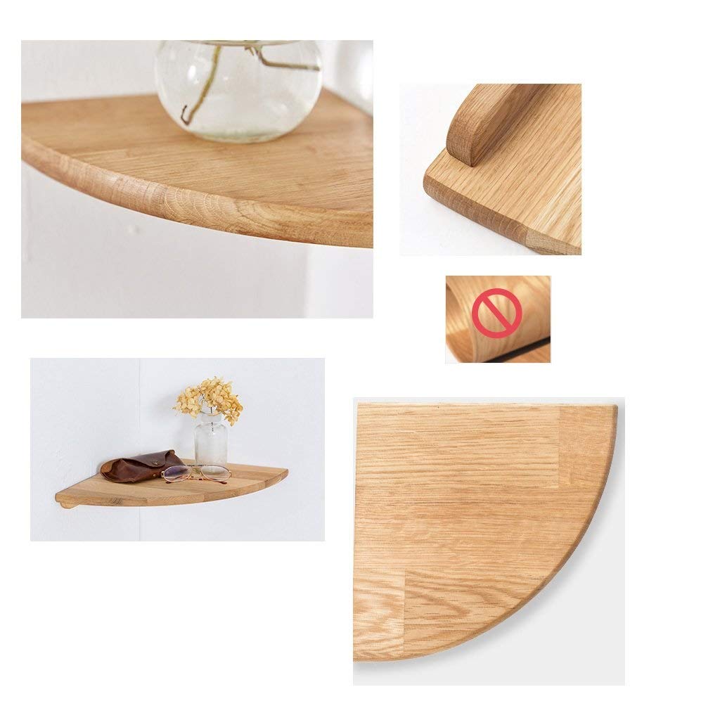 Mensola Angolare Galleggiante In Rovere Massello Naturale – 1 Pezzo, Design Rotondo, Per Parete, Varie Misure