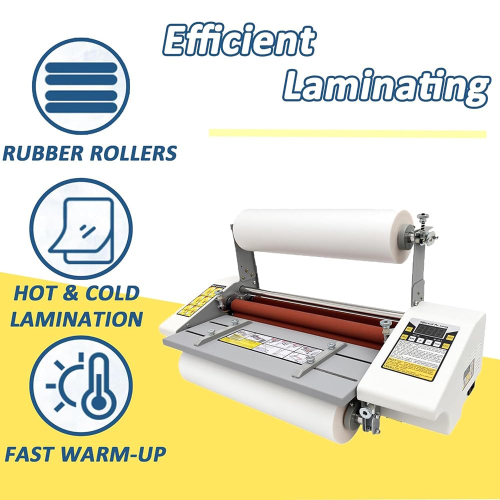 Maszyna do laminowania na gorąco i na zimno, regulowana od 0 do 180 ℃, jednostronna i dwustronna laminator termiczny, 9 regulowanych prędkości biegu, 4 rolki wyświetlacza cyfrowego A2+ Laminator, do