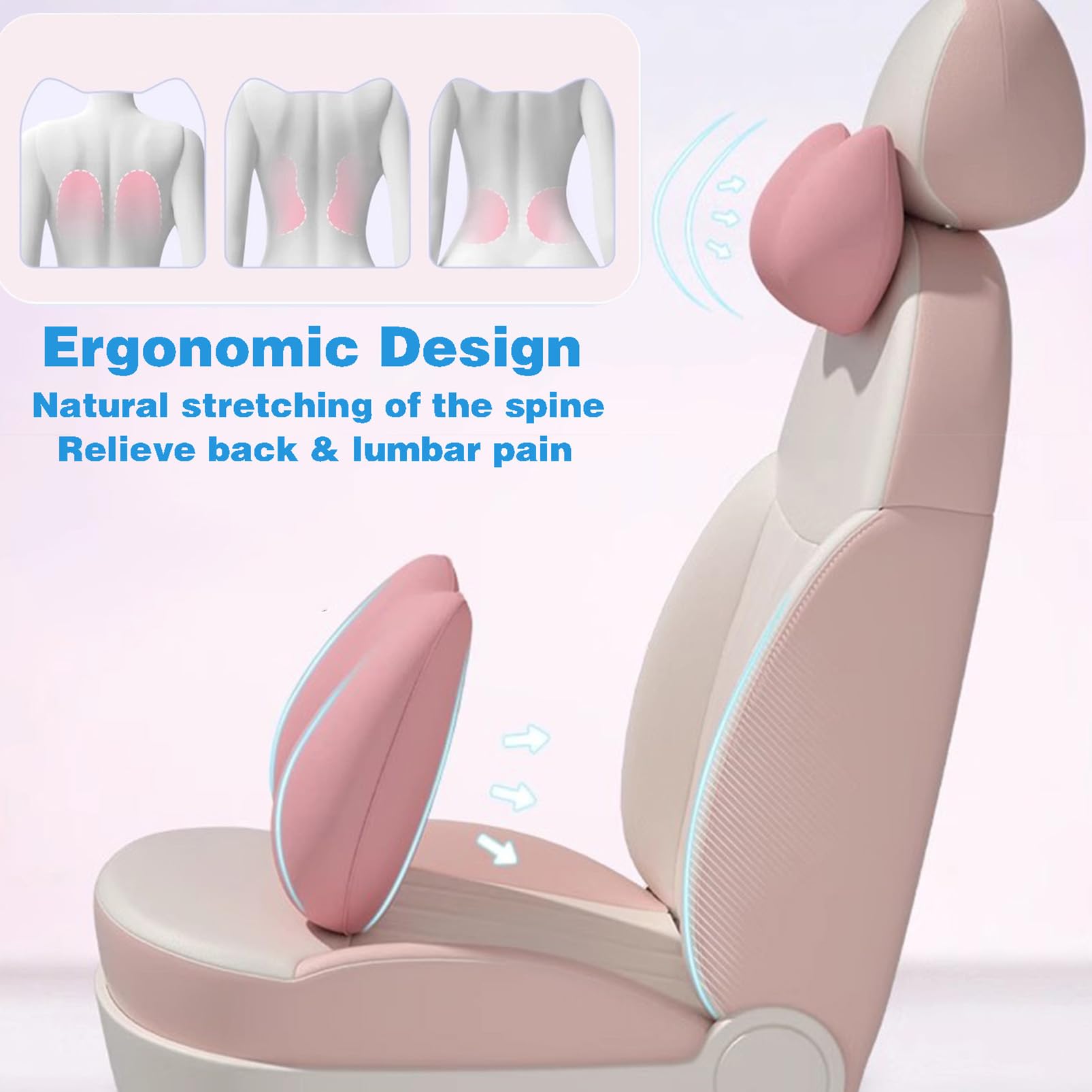 Almohada de apoyo lumbar para silla de coche, almohada lumbar de oficina, cojín de espuma viscoelástica, soporte de espalda para silla de oficina, respaldo ortopédico,Beige