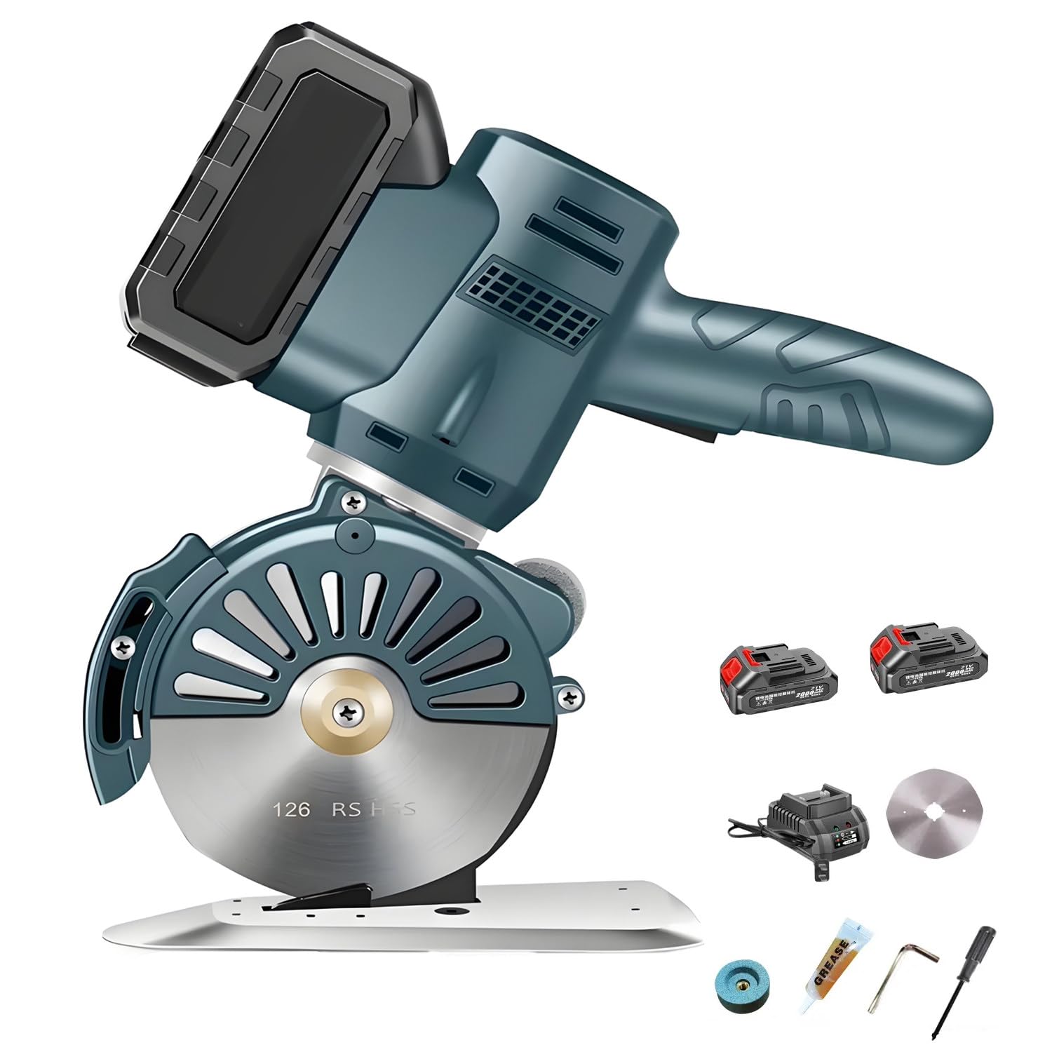 Cortador de tela eléctrico inalámbrico, cortador giratorio de 21 V con batería y cargador, 4000 mAh de potencia de larga duración para sastrería, manualidades