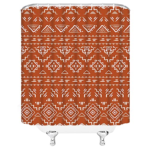 Abonan Boho Geometric Shower Curtain Orange Modern Farmhouse Tribal Retro Western Aztec Abstract Mid Century Art Fabric Bathroom Curtains Decor Set With Hook thumb #2