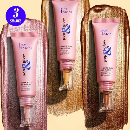Image of Blue Heaven Pop & Glow Eye & Cheek tint Highlighter for face makeup, Enriched with Rosehip and Coconut oil, Rose Gold, 12ml