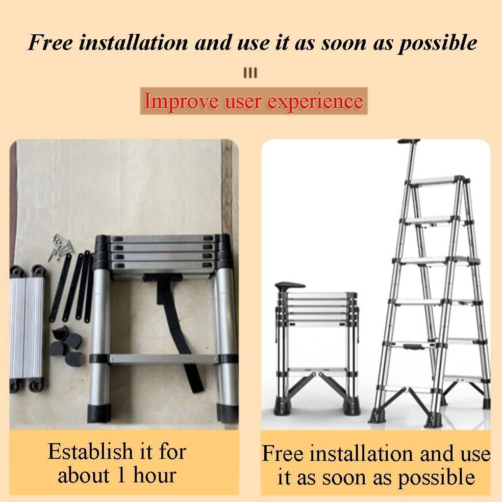 Portable Folding Ladder Small Household Telescoping Ladders Easy to Store and Easy to Use Step Ladders for Families 330lb