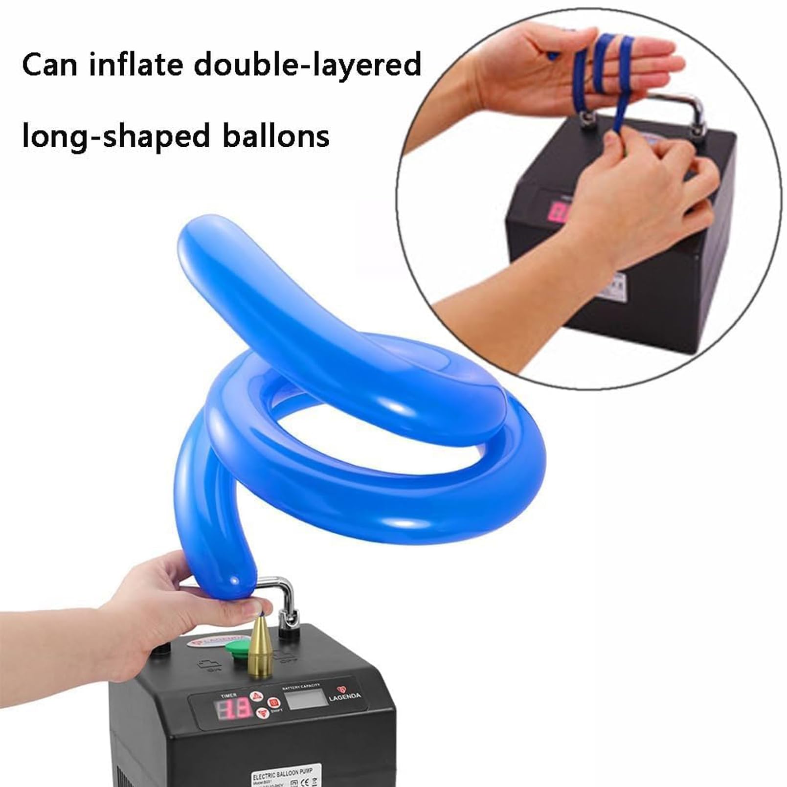 Pompa Ad Aria per Palloncini Elettrica, Pompa per Palloncini Elettrica Portatile Gonfiatore per Palloncini Conteggio Tempi del Ventilatore d'Aria per Feste, Display Digitale, Facile da Trasportare