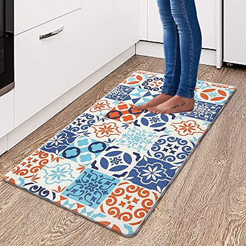 Kitchen Mat,Cushioned Anti-Fatigue Kitchen Mat for Standing, Non Skid Washable Ergonomic Comfort Kitchen Mats and Rugs for Home,Sink,Office,Kitchen(Bohemia)