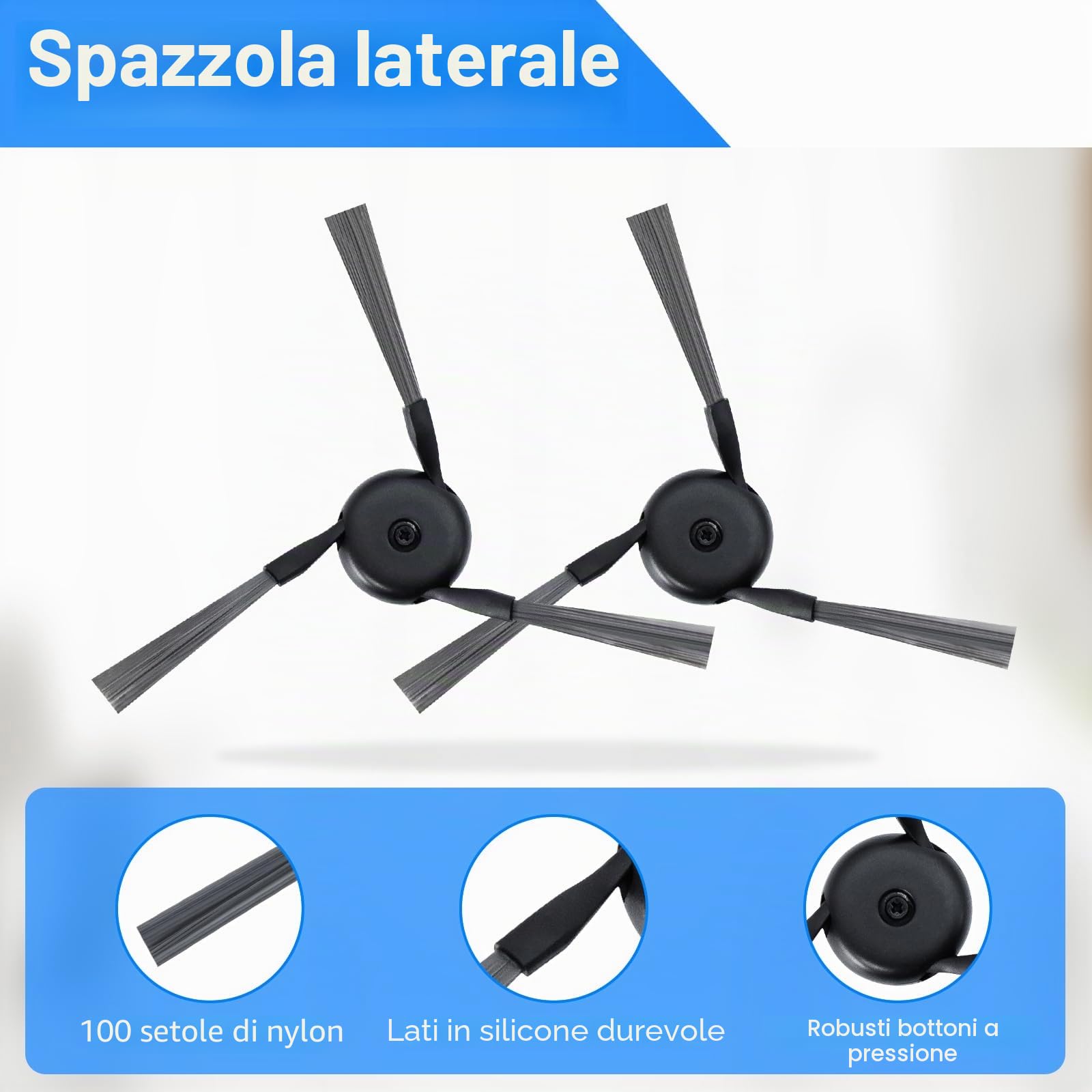 Set di accessori per Dreame D20 Pro Plus robot aspirapolvere. 2 spazzole principali, 4 filtri Hepa, 4 cuscinetti tergicristalli, 4 spazzole laterali, 4 sacchetti per la polvere, 1 spazzola