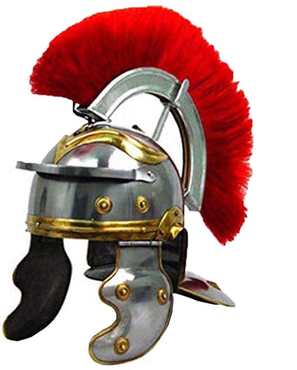 AnNafi Roman Centurion Helmet Armor with Red Plume| Medieval Metal Replica Helm| Soldier Costume