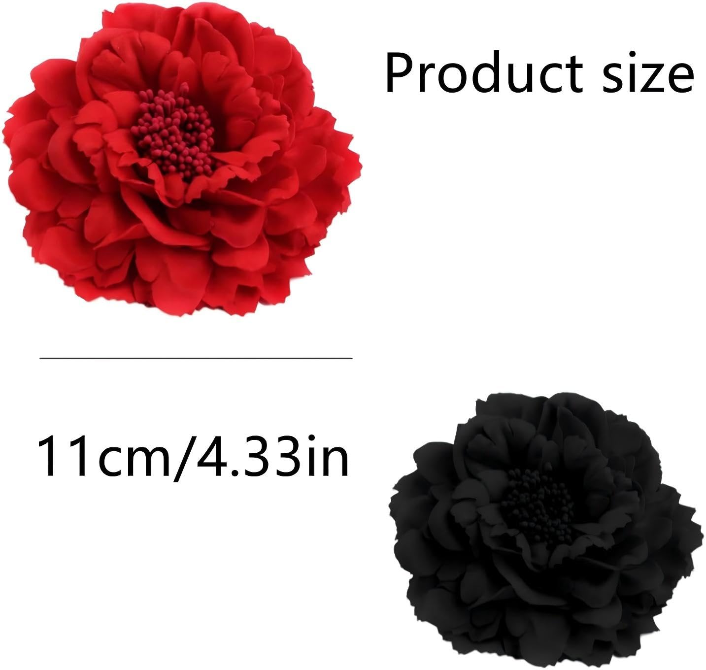 RUIENGCOMM 2Pcs Peony Hair Clip Large Fascinator Peony Hairpin Red Flower Hair Clip for Women Girls Party Beach Wedding Bridesmaid Flower Girl Accessories - Image 2